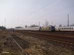 101 141 zieht ein IC durch Leipzig Schnefeld.