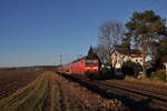 143 228 war am Abend des 01. März 2021 mit dem RE20 Limburg - Frankfurt Hbf unterwegs und wurde dabei bei den letzten Sonnenstrahlen des Tages bei Würges fotografiert.