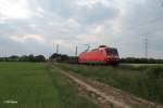 145 017-0 zieht bei der Netztrennstelle Bischofsheim einen gemischten Güterzug in Richtung Mannheim.