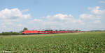 185 316-7 zieht bei Uffenheim ein Autotransportzug in Richtung Norden.
