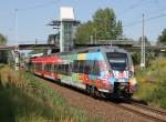 442 854-6 als S3(Warnemnde-Gstrow)bei der Ausfahrt im Haltepunkt Rostock-Marienehe.22.08.2015