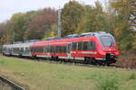 442 337 als S1(Warnemünde-Rostock)bei der Ausfahrt in Rostock-Lütten Klein.01.11.2024