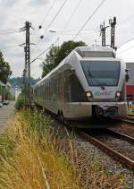   ET 23 003   Werdohl  (94 80 0427 102-9 D-ABRN / 94 80 0827 102-5 D-ABRN / 94 80 0427 602-8 D-ABRN) ein 3-teiliger Stadler Flirt der Abellio Rail NRW hat gerade (am 26.07.2014) verlassen und erreicht