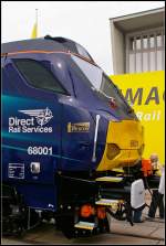 Auf der InnoTrans 2014 in Berlin war die von Beacon Rail angemietete 68001 auf dem Freigel�nde zu sehen.