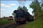 DR 44 1486-8 in Magdeburg Neustadt, 10.05.2015
<br><br>
Zu Gast beim Familienfest der Magdeburger Eisenbahnfreunde e.V. war auch die im Jahr 1943 bei Schneider gebaute Lok vom Typ 44 �K. Sie fuhr mit einigen Wagen als Pendelzug die Besucher vom Haltepunkt Handelshafen West hin und her. Die Lok feierte �brigens ihren 72. Geburtstag. Die Dampflok geh�rt den Eisenbahnfreunde Traditionsbetriebswerk Sta�furt e. V. (NVR-Nummer 90 80 0044 486-3 D-EFSFT)
