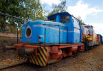   Die Deutz Dieselhydraulische Rangierlokomotive KG 230 B (Deutz 57813), ex DWK 1 (Drahtwerk Köln GmbH), am 02.10.2016 beim Tag der offenen Tür der BLE Butzbach-Licher Eisenbahnfreunde e.