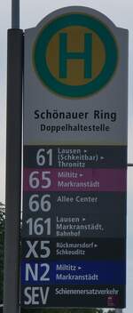 (264'760) - Leipziger Verkehrsbetrieb-Haltestellenschild - Leipzig, Schnauer Ring - am 12. Juli 2024