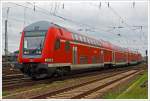 Steuerwagen voraus (Schublok war 143 238) fhrt die RB 75  Rhein-Main-Bahn  (Aschaffenburg Hbf-Babenhausen (Hess)-Darmstadt Hbf-Weiterstadt-Mainz Hbf-Wiesbaden Hbf) am 28.04.2013 vom Bf Darmstadt-Kranichstein weiter in Richtung Darmstadt Hbf.