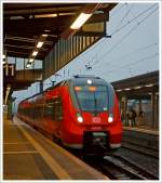 Der vierteilige Bombardier Talent 2 DB 442 705 / 205 fhrt am 05.10.2013 bei strmenden Regen als RB 82    Elbling-Express   (Wittlich – Trier – Konz Mitte – Wellen – Perl) in