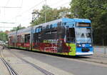 6N1 Wagen 668 mit der Molli Werbung in der Rostocker Stadtteil Reutershagen fotografiert.16.08.2024