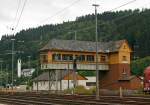   Ehemalige Reiterstellwerk Finnentrop Fahrdienstleiter - Ff (beim Bahnhof Finnentrop), an der Ruhr-Sieg-Strecke (KBS 440), am 18.08.2013.