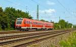   Der  RegioSwinger  Dieseltriebwagen mit Neigetechnik 612 508 / 612 008 der DB Regio  fhrt am 02.06.2014 bei Dutenhofen  als RE 25  Lahntalexpress  Gieen – Wetzlar – Limburg (Lahn)