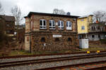 Das 1901 gebaute mechanische Stellwerk Herdorf Fahrdienstleiter (Hf), hier am 04.03.2023.