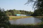 223 066 mit dem RE2 ALX79873 München - Marktredwitz an südlichen Teiche bei Wiesau.