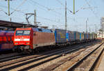   Die 152 078-2 (91 80 6152 078-2 D-DB) der DB Cargo Deutschland AG fährt am 04.06.2019 mit einem KLV-Zug durch den Bahnhof München Ost.