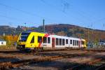   Der nagelneue VT 507 (95 80 1648 107-8 D-HEB / 95 80 1648 607-7 D-HEB) ein Alstom Coradia LINT 41 der neuen Generation / neue Kopfform der HLB (Hessische Landesbahn GmbH) fährt am 27.10.2015,