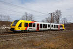 Der VT 501 (95 80 1648 101-1 D-HEB / 95 80 1648 601-0 D-HEB) ein Dieseltriebzug vom Typ Alstom Coradia LINT 41 der neuen Generation / neue Kopfform, der HLB (Hessische Landesbahn GmbH fährt am