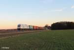 223 143 zieht bei Oberteich den Containerzug Wiesau - Hof.