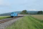 253 014 mit dem Holzzug Plauen - ATW Wiesau bei Oberteich....