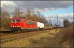 DB Schenker 155 036 mit einem gemischten G�terzug am 22.02.2014 durch Leipzig-Thekla