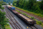 Blick auf dem Rangierbahnhof  der in Herdorf der Betriebsstätte FGE -Freien Grunder Eisenbahn (KSW NE447 / DB-Nr.