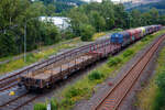 Blick auf dem Rangierbahnhof  der in Herdorf der Betriebsstätte FGE -Freien Grunder Eisenbahn (KSW NE447 / DB-Nr.