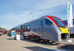   Stadler prsentierte auf der InnoTrans 2018 in Berlin (18.09.2018) mit dem GA 755 401 (British Rail Class 755/4) einen vierteiligen FLIRT-Triebzug mit bimodalem Antrieb (BMU) fr Greater Anglia