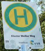 (254'652) - Inselbus/VVR-Haltestellenschild - Kloster, Weisser Weg - am 2. September 2023