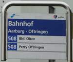 (243'894) - BOGG/A-welle-Haltestellenschild - Aarburg-Oftringen, Bahnhof - am 15.