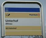 (244'089) - PostAuto-Haltestellenschild - Altnau, Unterhof - am 21.
