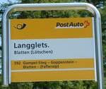 (252'099) - PostAuto-Haltestellenschild - Blatten (L�tschen), Langglets.