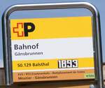 (265'269) - +P/bls-Haltestellenschild - Gnsbrunnen, Bahnof - am 30. Juli 2024