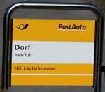 (285'221) - PostAuto-Haltestellenschild - Isenfluh, Dorf - am 5.