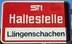 (128'223) - STI-Haltestellenschild - Oberhofen, L�ngenschachen - am 1.