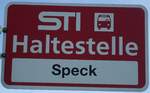 (136'848) - STI-Haltestellenschild - H�fen, Speck - am 22. November 2011