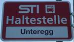 (136'849) - STI-Haltestellenschild - H�fen, Unteregg - am 22. November 2011