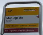 (189'826) - PostAuto/tpf-Haltestellenschild - Kerzers, M�hlegasse - am 1.