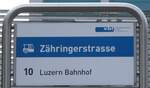 (274'016) - vbl-Haltestellenschild - Luzern, Zhringerstrasse - am 15.