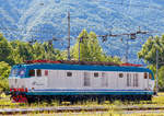   Die Trenitalia E.652 020 (91 83 2652 020-5 I-TI) abgestellt am 22.06.2016 beim Bahnhof Domodossola.