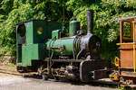 Die �lteste erhaltene luxemburgische Dampflok, die 700 mm Schmalspur Dampflok Krauss 4 der Grubenbahn Mini�resbunn Doihl hat am 16 Juni 2013 mit ihrem Personenzug von Doihl kommend den Industrie- und