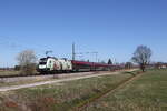 1116 231  BIO AUSTRIA  schob am 13. M�rz 2026 einen Railjet bei �bersee am Chiemsee in Richtung Salzburg.