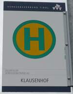 (175'980) - Zillertaler Verkehrsbetriebe-Haltestellenschild - Pertisau, Klausenhof - am 19.