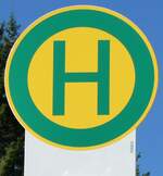 (280'624) - Wetterstein-Haltestellenschild - Seefeld, Reitstall - am 20.