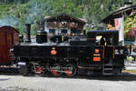 Dampflok Nr. 3; Tirol; der Zillertalbahn wurde vor den Zug  im Bahnhof von Mayrhofen gesetzt, wird diesen in kürze in Richtug Jenbach ziehen. Der Dampfzug verkehrt nur am Dienstag; Mittwoch und Donnerstag, jeweils eine Hin- und Rückfahrt. 20.08.2024