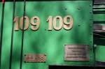 Eine Aufnahme der Beschriftungen am F�hrerhaus der ungarischen 109.109, die urspr�nglich auf der �sterreichischen S�dbahn lief (Wolsztyn, 03.05.2008).