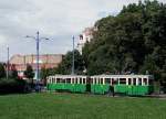 STRASSENBAHNBETRIEBE IN POLEN  Historische Strassenbahnen POSEN  Motorwagen 602 mit Beiwagen 456 aufgenommen am 16.