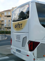 Frankreich, Languedoc-Roussillon, Hérault, Montpellier Sabines (an der Trambahn Linie 2): ein Reisebus von Ortet (SETRA S515HD).