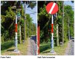 Altes Schweizer Formsignal, hier bei der Museumsbahn Blonay–Chamby beim Museum Chaulin am 27.05.2012.