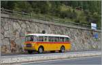 Im Rahmen des Jubilums 100 Brig - Gletsch verkehrte dieser alte PTT- Bus. 
Oberwald, den 16. August 2014