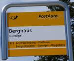 (265'443) - PostAuto-Haltestellenschild, Gurnigel, Berghaus - am 6.